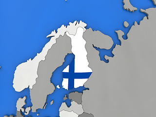 Image showing Finland on globe