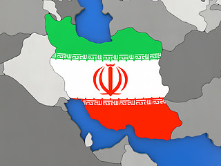 Image showing Iran on globe