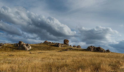 Image showing Mountain plateau in the background of the cloudy sky