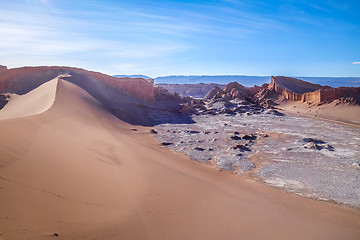 Image showing Sand dunes in Valle de la Luna, San Pedro de Atacama, Chile