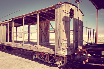 Image showing Old train station in Bolivia desert