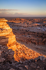 Image showing Valle de la Luna at sunset in San Pedro de Atacama, Chile