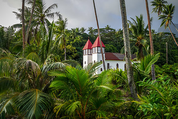 Image showing Haapiti church in Moorea island jungle, landscape