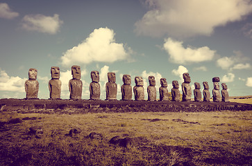 Image showing Moais statues, ahu Tongariki, easter island