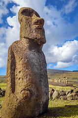 Image showing Moai statue, ahu Tongariki, easter island