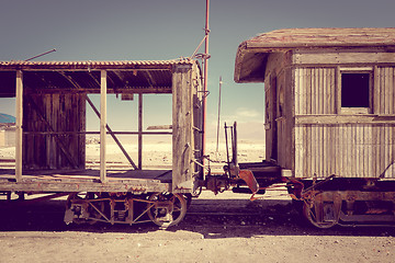 Image showing Old train station in Bolivia desert