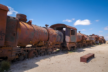 Image showing Train cemetery in Uyuni, Bolivia