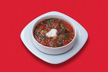 Image showing National dish borsch. Closeup