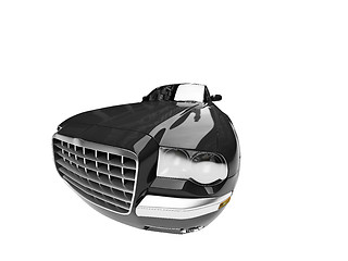 Image showing isolated black car front view 01