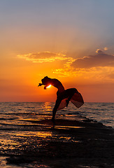 Image showing girl at sunset