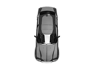 Image showing isolated black car top view