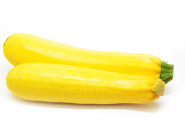 Image showing Two ripe yellow courgettes