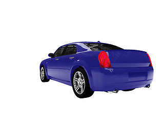 Image showing isolated blue car back view 01