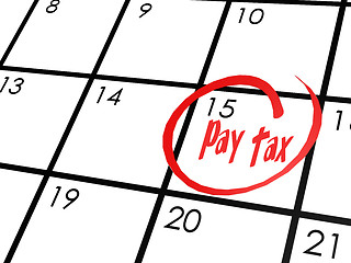 Image showing Pay tax word on calendar