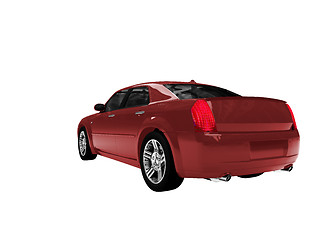 Image showing isolated red car back view