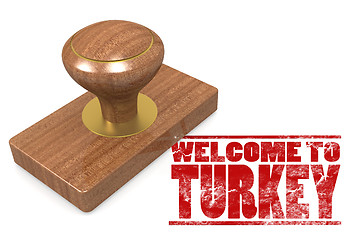 Image showing Red rubber stamp with welcome to Turkey