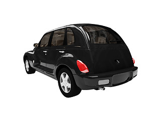 Image showing american isolated black car back view 01