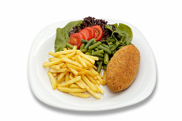 Image showing chicken cutlet with vegetables and garnish