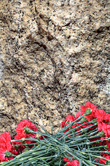 Image showing Red carnations on the background of a granite slab.