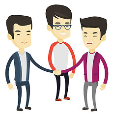 Image showing Group of business men joining hands.