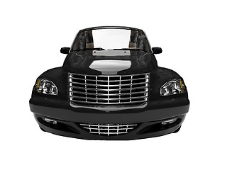 Image showing isolated black american car front view 01