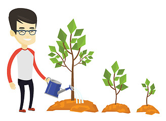 Image showing Business man watering trees vector illustration.