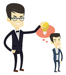 Image showing Business man giving idea bulb to his partner.