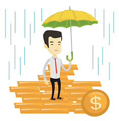 Image showing Business man insurance agent with umbrella.