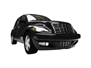 Image showing isolated black american car front view 04