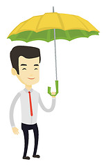 Image showing Business man insurance agent with umbrella.