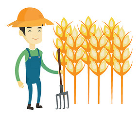 Image showing Farmer with pitchfork vector illustration.