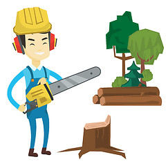 Image showing Lumberjack with chainsaw vector illustration.