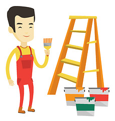 Image showing Painter with paint brush vector illustration.