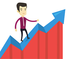 Image showing Business man standing on profit chart.