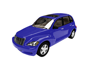 Image showing isolated blue american car front view