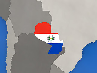 Image showing Paraguay on globe