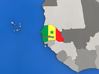 Image showing Senegal on globe