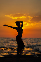 Image showing girl at sunset