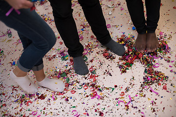 Image showing confetti party multiethnic group of people