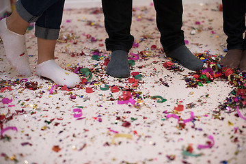 Image showing confetti party multiethnic group of people