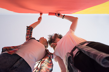 Image showing couple painting interior wall