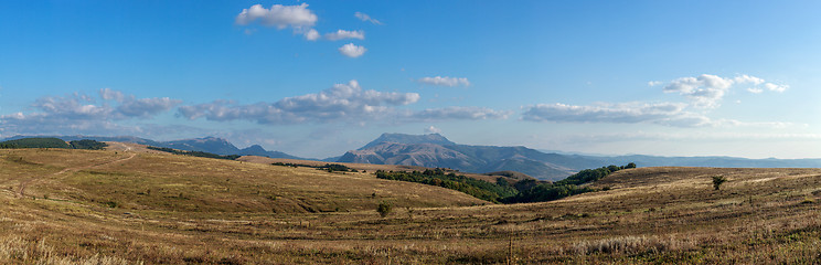 Image showing Mountain plateau in the background of the cloudy sky