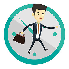 Image showing Business man running on clock background.