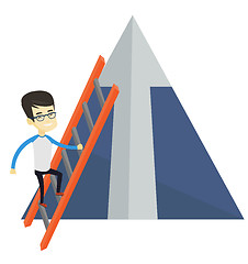 Image showing Business man climbing on mountain.