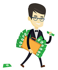 Image showing Business man with briefcase full of money.