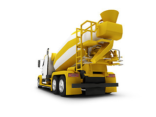 Image showing Concrete mixer isolated back view with clipping path