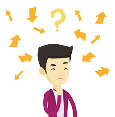 Image showing Young business man thinking vector illustration.