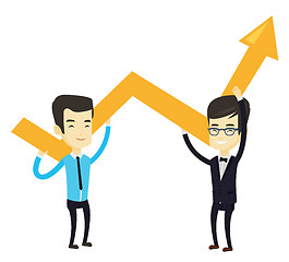 Image showing Two business men holding growth graph.