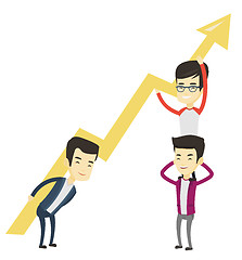 Image showing Three business men holding growth graph.