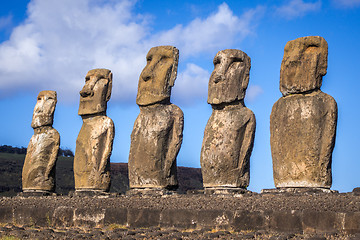 Image showing Moais statues, ahu Tongariki, easter island